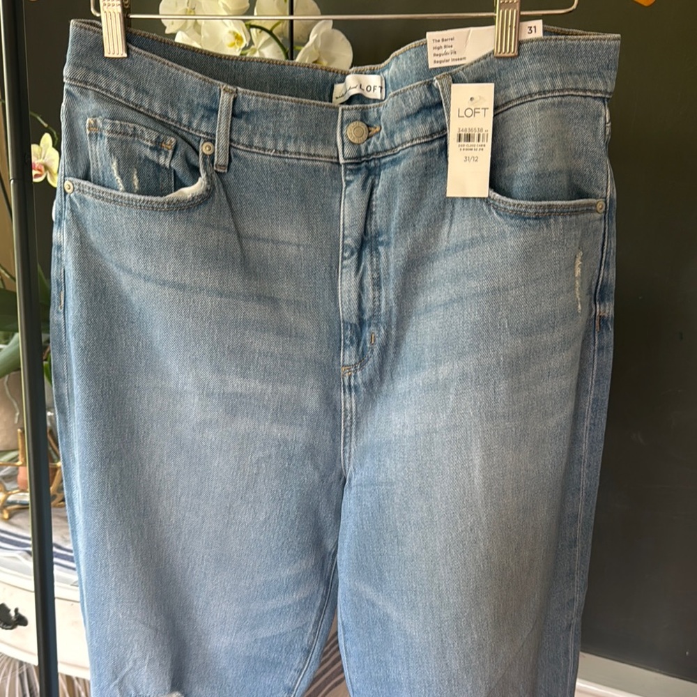 LOFT The Barrel High Rise Classic Blue Denim jean